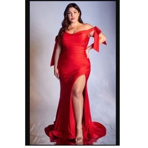 Plus size Formal Gown - Off The Shoulder w/ high split